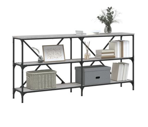 vidaXL Mesa consola hierro y madera ingeniería gris Sonoma 160x30x75cm