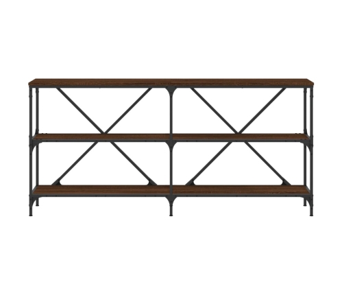 vidaXL Mesa consola hierro madera ingeniería roble marrón 160x30x75 cm