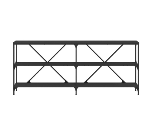 Mesa consola hierro y madera de ingeniería negro 180x30x75 cm