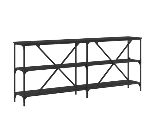 Mesa consola hierro y madera de ingeniería negro 180x30x75 cm