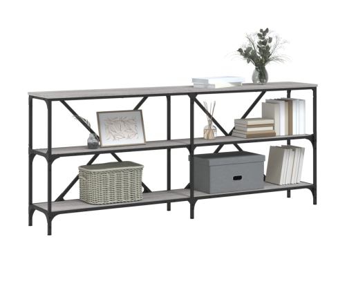 vidaXL Mesa consola hierro y madera ingeniería gris Sonoma 180x30x75cm