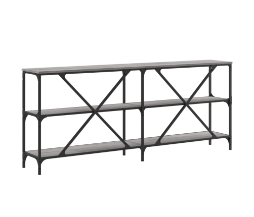 Mesa consola hierro y madera ingeniería gris Sonoma 180x30x75cm