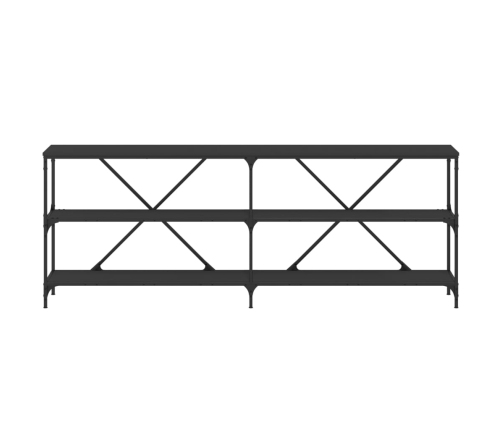 Mesa consola hierro y madera de ingeniería negro 200x30x75 cm