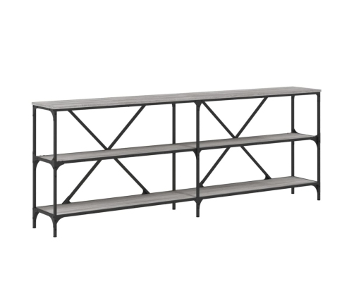 vidaXL Mesa consola hierro y madera ingeniería gris Sonoma 200x30x75cm