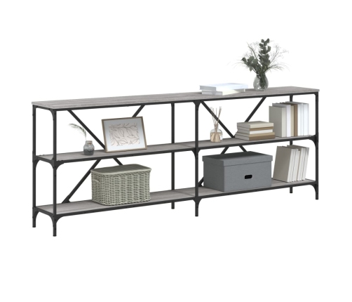 vidaXL Mesa consola hierro y madera ingeniería gris Sonoma 200x30x75cm