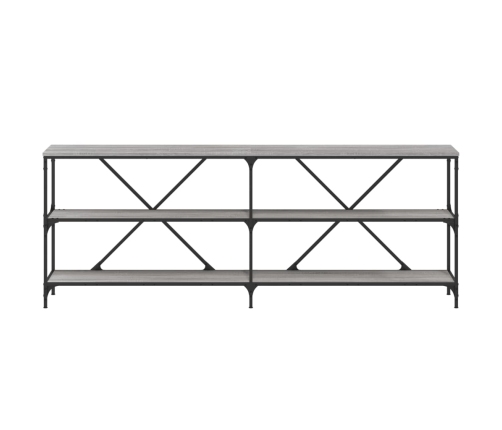 vidaXL Mesa consola hierro y madera ingeniería gris Sonoma 200x30x75cm