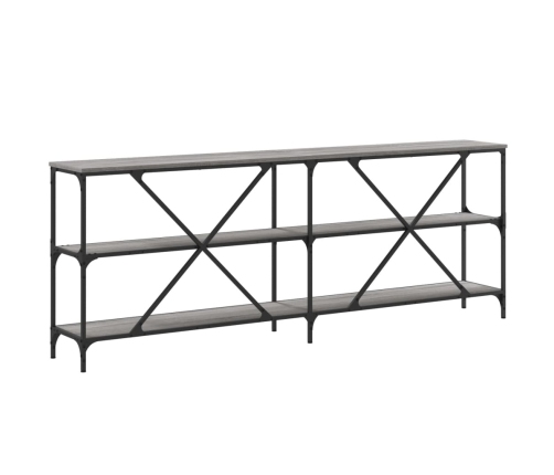 Mesa consola hierro y madera ingeniería gris Sonoma 200x30x75cm