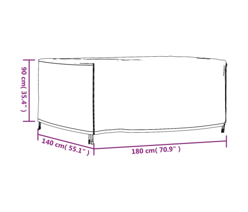 Cubierta muebles de jardín negro impermeable 420D 180x140x90 cm