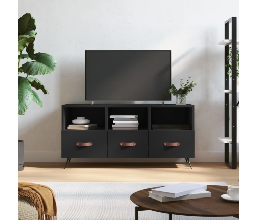 Mueble de TV madera de ingeniería negro 102x36x50 cm