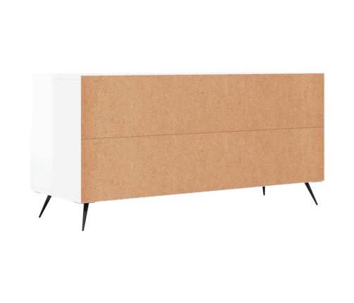 Mueble de TV madera contrachapada blanco brillo 102x36x50 cm