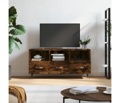 Mueble de TV madera de ingeniería roble ahumado 102x36x50 cm