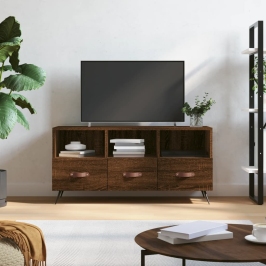 Mueble de TV madera de ingeniería marrón roble 102x36x50 cm