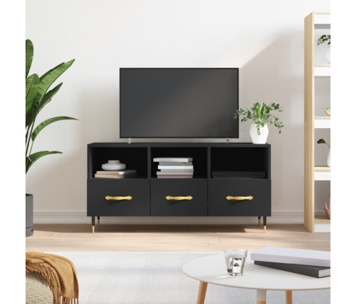 Mueble de TV madera de ingeniería negro 102x36x50 cm