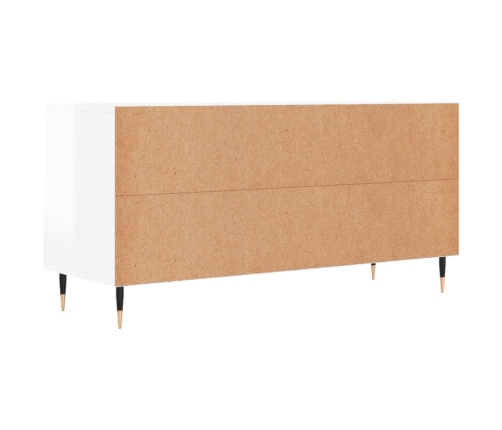 Mueble de TV madera contrachapada blanco brillo 102x36x50 cm