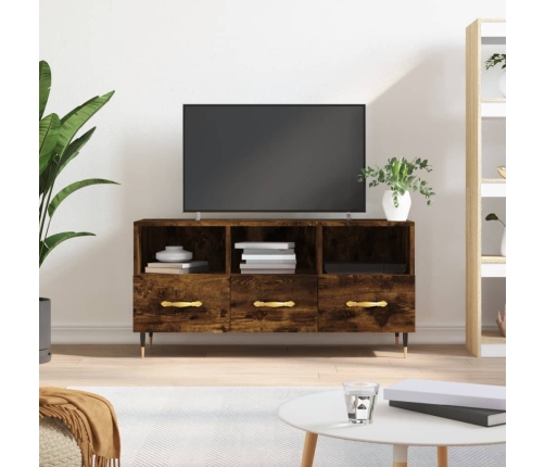 Mueble de TV madera de ingeniería roble ahumado 102x36x50 cm