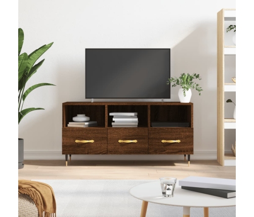 Mueble de TV madera de ingeniería marrón roble 102x36x50 cm