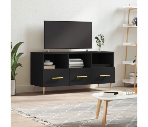 Mueble de TV madera de ingeniería negro 102x36x50 cm