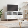 Mueble de TV madera contrachapada blanco brillo 102x36x50 cm