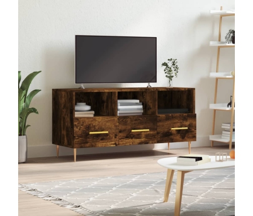 Mueble de TV madera de ingeniería roble ahumado 102x36x50 cm