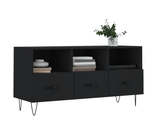 Mueble de TV madera de ingeniería negro 102x36x50 cm