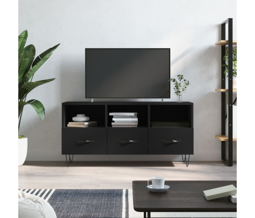 Mueble de TV madera de ingeniería negro 102x36x50 cm