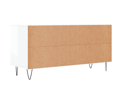 Mueble de TV madera contrachapada blanco brillo 102x36x50 cm