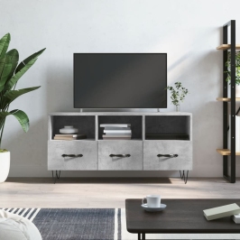 Mueble de TV madera de ingeniería gris hormigón 102x36x50 cm