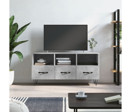 Mueble de TV madera de ingeniería gris hormigón 102x36x50 cm