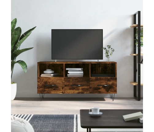 Mueble de TV madera de ingeniería roble ahumado 102x36x50 cm