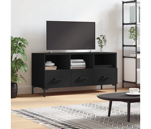 Mueble de TV madera de ingeniería negro 102x36x50 cm