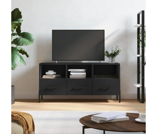 Mueble de TV madera de ingeniería negro 102x36x50 cm