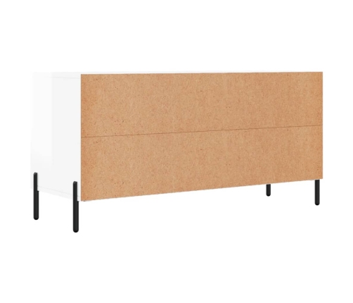 vidaXL Mueble de TV madera contrachapada blanco brillo 102x36x50 cm