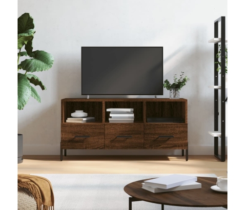 Mueble de TV madera de ingeniería marrón roble 102x36x50 cm