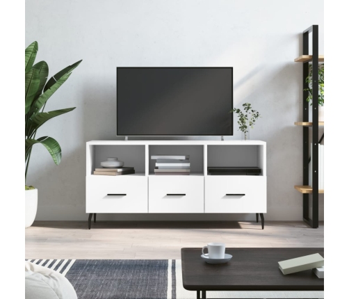 Mueble de TV madera de ingeniería blanco 102x36x50 cm