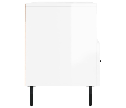 Mueble de TV madera contrachapada blanco brillo 102x36x50 cm