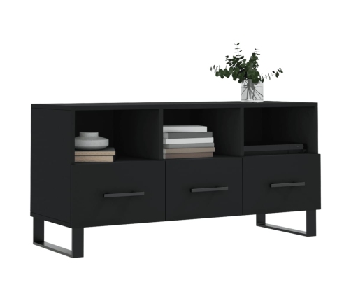 Mueble de TV madera de ingeniería negro 102x36x50 cm