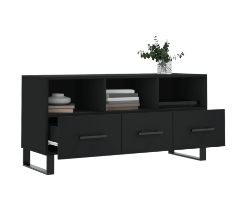 Mueble de TV madera de ingeniería negro 102x36x50 cm