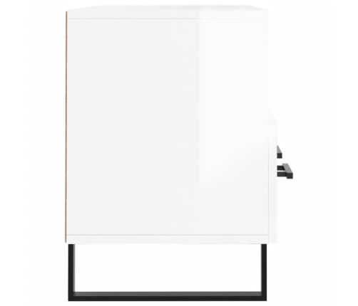 Mueble de TV madera contrachapada blanco brillo 102x36x50 cm