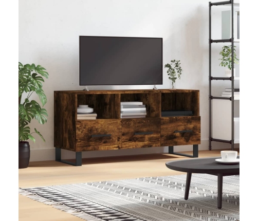 Mueble de TV madera de ingeniería roble ahumado 102x36x50 cm