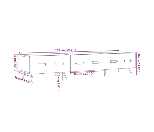 Mueble de TV madera de ingeniería roble Sonoma 150x36x30 cm