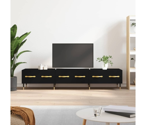 Mueble de TV madera de ingeniería negro 150x36x30 cm