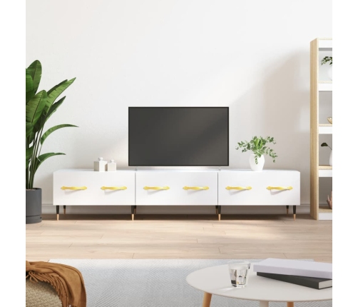 Mueble de TV madera de ingeniería blanco brillo 150x36x30 cm