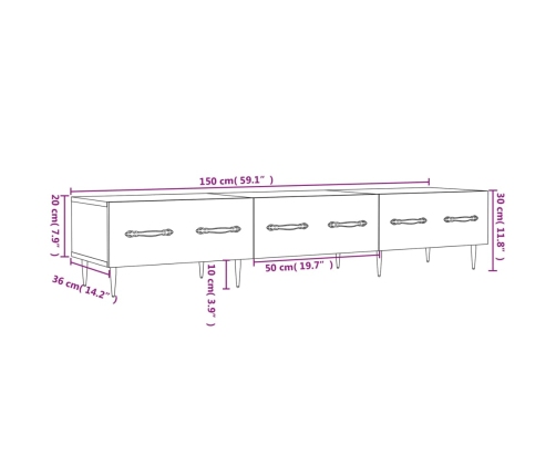 Mueble de TV madera de ingeniería roble Sonoma 150x36x30 cm