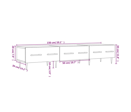 vidaXL Mueble de TV madera de ingeniería negro 150x36x30 cm