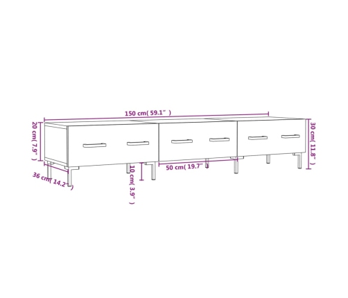 Mueble de TV madera de ingeniería gris Sonoma 150x36x30 cm