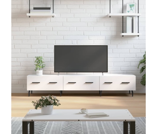 Mueble de TV madera de ingeniería blanco brillo 150x36x30 cm