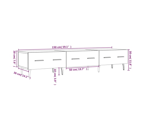 Mueble para TV madera de ingeniería gris hormigón 150x36x30 cm