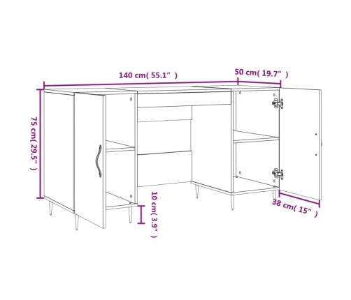 Escritorio madera de ingeniería negro 140x50x75 cm