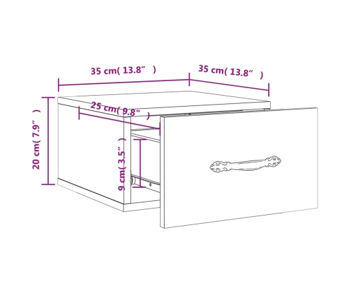 Mesita de noche de pared blanco 35x35x20 cm