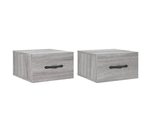 Mesitas de noche de pared 2 uds color gris Sonoma 35x35x20 cm